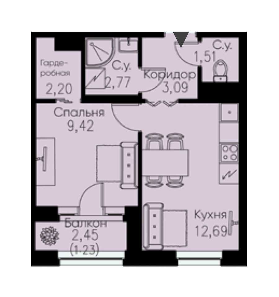 Однокомнатная квартира в : площадь 32.91 м2 , этаж: 3 – купить в Санкт-Петербурге
